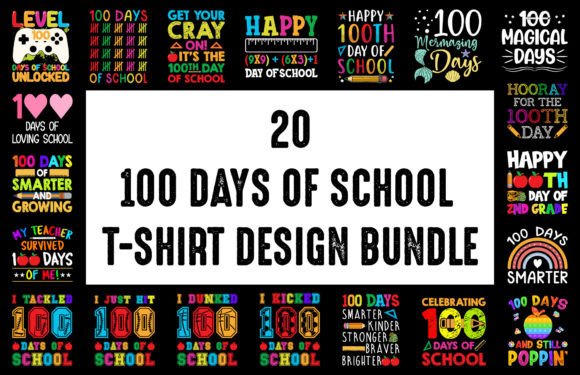 Free 100 Days of School T Shirt Designs Graphics & Freebies