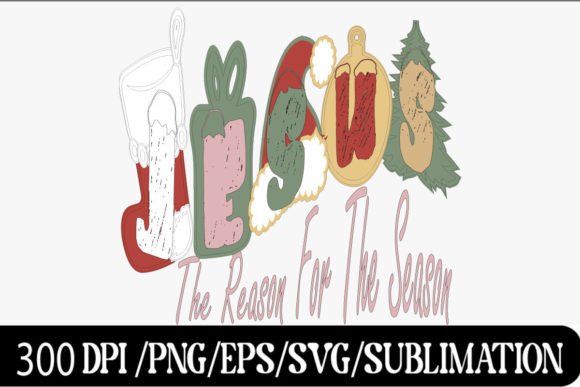 Retro Christmas Quote Jesus SVG Graphics & Freebies